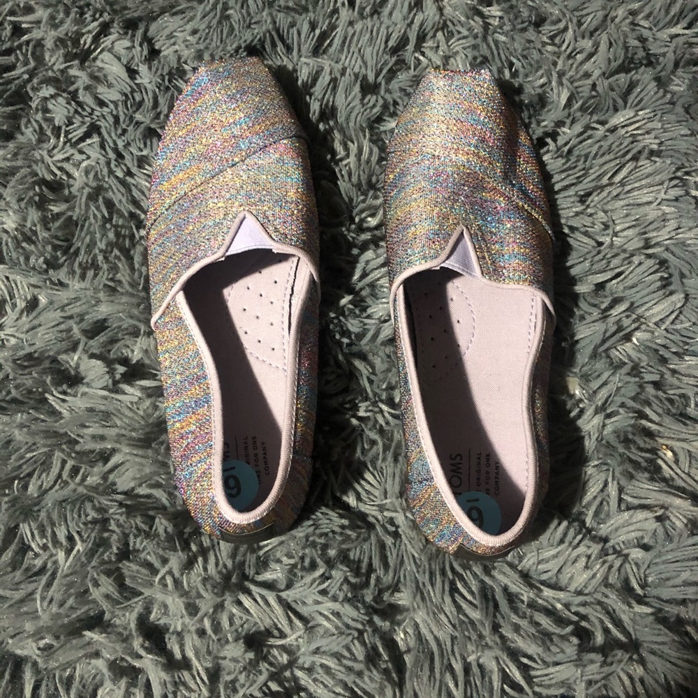 TOMS Sparkly Rainbow Slip Ons